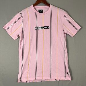 WXYZ Shirt Men's Large Pink Find Balance Short Sleeve Bloke‎ Thin Stripe Soccer